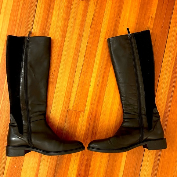 Aquatalia Genna Waterproof Black Leather Heeled Riding Boots, Size 9 - Picture 4 of 9